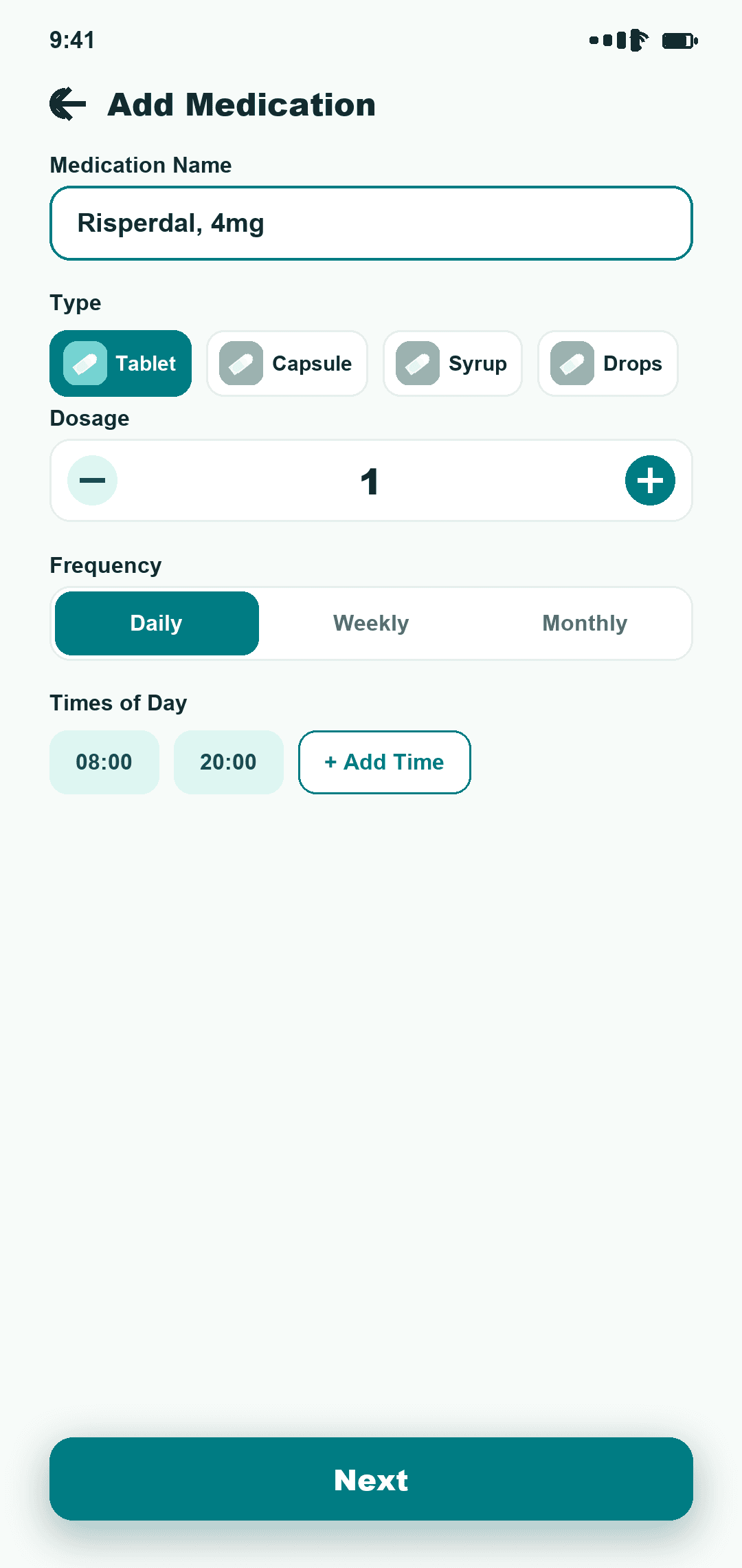 Add your medication